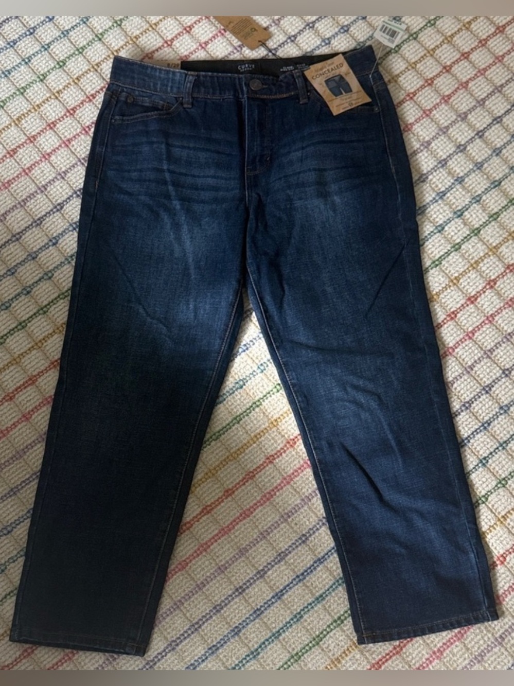 CURVE APPEAL High Rise Straight Jeans Size 8 Dark Wash Stretch